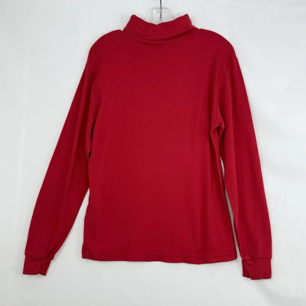 Eddie Bauer - Mens Turtleneck Red Shirt Size M Cotton